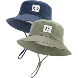 imageFURTALK Baby Sun Hat Smile Face Toddler Boys Girls Bucket Hat 05 Years Kids UPF 50 Sun Protection Summer HatsArmy Greennavy