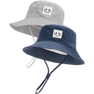 imageFURTALK Baby Sun Hat Smile Face Toddler Boys Girls Bucket Hat 05 Years Kids UPF 50 Sun Protection Summer HatsNavygrey
