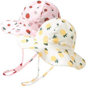 imageFURTALK Baby Sun Hat Toddler Beach Hats with UPF 50 Sun Protection Wide Brim Girls Bucket HatStrawberrypineapple