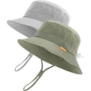 imageFURTALK Baby Sun Hat Toddler Boys Girls Bucket Hat for Kids 05 Years UPF 50 Sun Protective Child Summer Beach HatsGreengrey