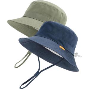 imageFURTALK Baby Sun Hat Toddler Boys Girls Bucket Hat for Kids 05 Years UPF 50 Sun Protective Child Summer Beach HatsNavygreen