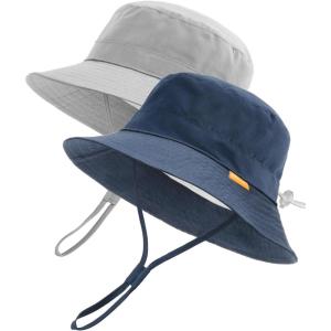 imageFURTALK Baby Sun Hat Toddler Boys Girls Bucket Hat for Kids 05 Years UPF 50 Sun Protective Child Summer Beach HatsNavygrey