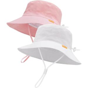 imageFURTALK Baby Sun Hat Toddler Boys Girls Bucket Hat for Kids 05 Years UPF 50 Sun Protective Child Summer Beach HatsWhitelight Pink