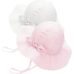 imageFURTALK Baby Sun Hat Toddler Girls Bucket Beach Hat Wide Brim UPF 50 Adjuatable Travel Beach EssentialsStripes