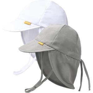 imageFURTALK Baby Sun Hat UV UPF 50 with Flap Ray Protection Toddler Infant Beach Hats for Boys GirlsWhitegrey