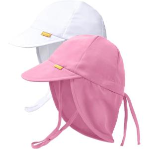 imageFURTALK Baby Sun Hat UV UPF 50 with Flap Ray Protection Toddler Infant Beach Hats for Boys GirlsWhitepink