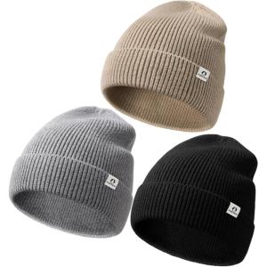 imageFURTALK Beanies for Women Men Winter Hats Slouchy Knitted Beanies Cuffed Skull Cap Warm HatBlackgraylight Khaki