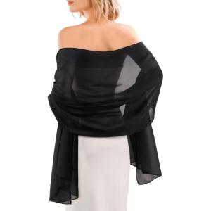 imageFURTALK Chiffon Shawl Wraps for Women Evening Dresses Soft Scarf Formal Wedding Bridal ScarvesBlack