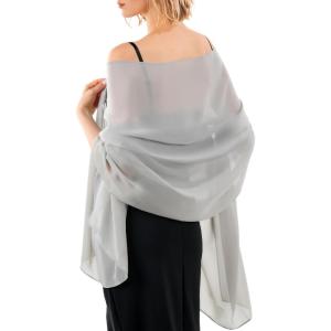 imageFURTALK Chiffon Shawl Wraps for Women Evening Dresses Soft Scarf Formal Wedding Bridal ScarvesGrey