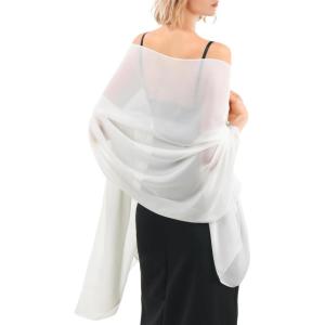 imageFURTALK Chiffon Shawl Wraps for Women Evening Dresses Soft Scarf Formal Wedding Bridal ScarvesWhite