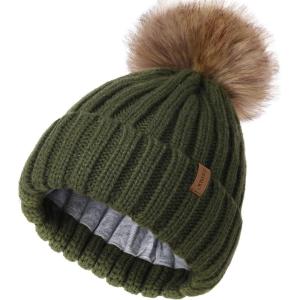 imageFURTALK Kids Winter Hat Toddler Knitted Beanie with Faux Fur Pom Poms for Baby Girls BoysGreen