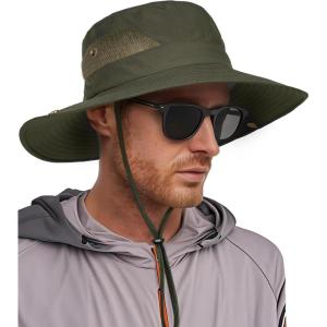 imageFURTALK Mens Bucket Sun Hat UPF 80 Wide Brim Hiking Fishing Beach Outdoor HatsGreen