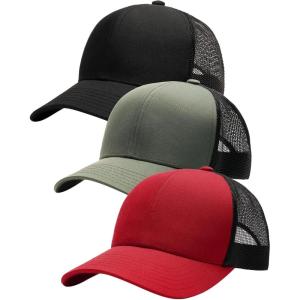imageFURTALK Mens Trucker Hat Structured Mesh Baseball Cap Adjustable Classic Mens HatBlackredgreen