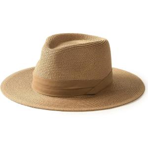 imageFURTALK Panama Hat Sun Hats for Women Men Wide Brim Fedora Straw Beach Hat UV UPF 80Brown