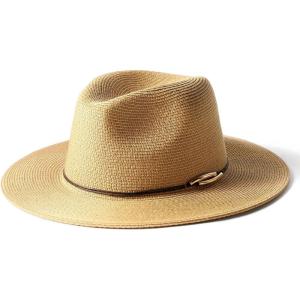 imageFURTALK Panama Hat Sun Hats for Women Men Wide Brim Fedora Straw Beach Hat UV UPF 80Zkhaki