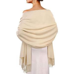 imageFURTALK Pashmina Shawls and Wraps for Evening Dress Womens Scarf Wedding Bride Bridesmaid Gifts Winter ScarvesLight Khaki