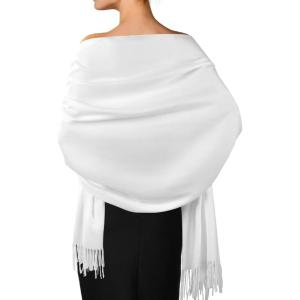 imageFURTALK Pashmina Shawls and Wraps for Evening Dress Womens Scarf Wedding Bride Bridesmaid Gifts Winter ScarvesWhite