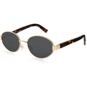 imageFURTALK Retro Oval Sunglasses Womens UV400 Protection Trendy Sun Glasses Sunnies Shades FT8219Tortoise
