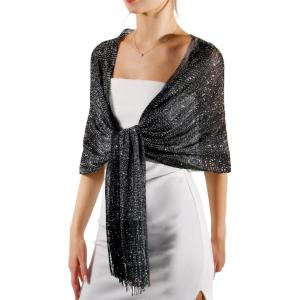 imageFURTALK Shawl Wraps for Women Silver Shawls and Wraps for Evening Dresses Sparkling Wedding Party Shawl GiftBlacksilver