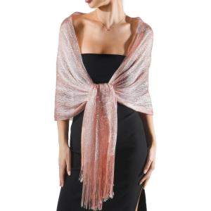 imageFURTALK Shawl Wraps for Women Silver Shawls and Wraps for Evening Dresses Sparkling Wedding Party Shawl GiftPink