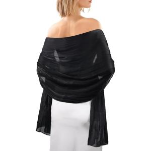 imageFURTALK Shawls and Wraps for Evening Dresses Sparkly Soft Wedding Party Bridesmaid Scarves for WomenBlack