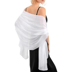 imageFURTALK Shawls and Wraps for Evening Dresses Sparkly Soft Wedding Party Bridesmaid Scarves for WomenWhite