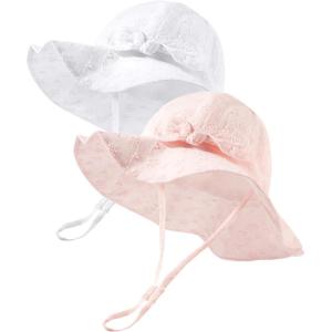 imageFURTALK Sun Hat for Baby Girls Toddler Summer Beach Hats with Wide Brim Cotton Sun Protection Travel EssentialsWhitepink
