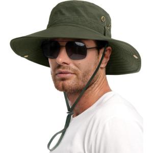imageFURTALK Sun Hats for Men Fishing Hat UPF 80 Foldable Wide Brim Outdoor Hiking Beach Summer HatsGreen
