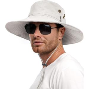 imageFURTALK Sun Hats for Men Fishing Hat UPF 80 Foldable Wide Brim Outdoor Hiking Beach Summer HatsLight Grey