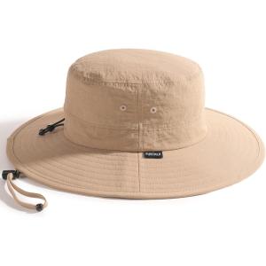 imageFURTALK Sun Hats for Women with Ponytail Hole Men Beach Hiking UPF 80 Foldable Hiking Summer UV Protection Bucket HatsKhaki