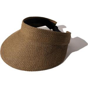 imageFURTALK Sun Visor Hats for Women Wide Brim Straw Visors Womens Foldable Beach Visors Summer Packable Ponytail Beach HatBrown