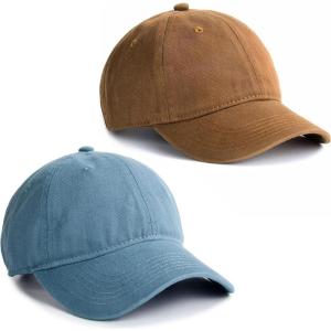 imageFURTALK Toddler Baseball Hat Kids Boys Girls Adjustable Washed Cotton Baseball Cap with PonytailDark Orangeblue