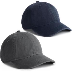 imageFURTALK Toddler Baseball Hat Kids Boys Girls Adjustable Washed Cotton Baseball Cap with PonytailGreynavy