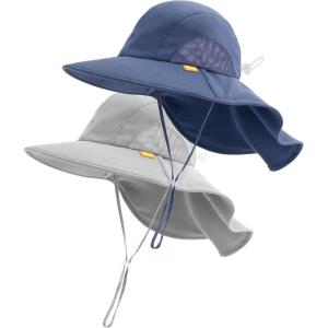imageFURTALK Toddler Kids Sun Hat UPF 50 Sun Protective Bucket Hat for Baby Summer Beach HatsGreynavy