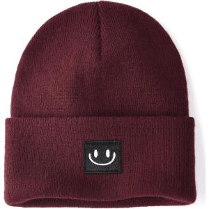 imageFURTALK Unisex Beanie for Women Men Knit Cuffed Winter Hats Soft Warm Cute Ski Skull CapsDark Wine