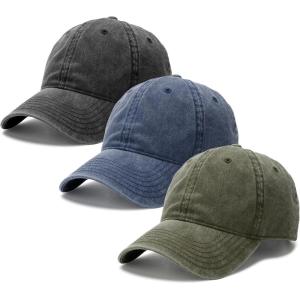 imageFURTALK Unisex Vintage Washed Cotton Baseball Cap Low Profile Adjustable Dad HatBlackgreennavy