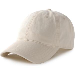 imageFURTALK Unisex Vintage Washed Unstructured Baseball Cap Washed Cotton Adjustable Dad HatBeige