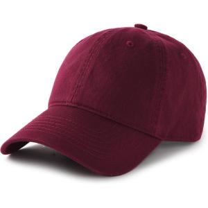 imageFURTALK Unisex Vintage Washed Unstructured Baseball Cap Washed Cotton Adjustable Dad HatWine Red