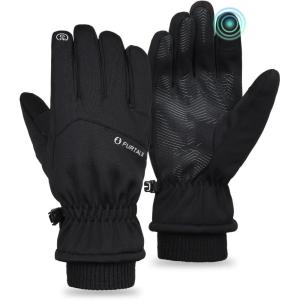 imageFURTALK Winter Gloves for Men Women Waterproof Windproof Cold Weather Touchscreen Warm Ski Snow Fleece LinedBlack