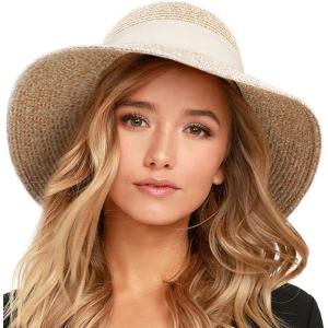 imageFURTALK Womens Beach Sun Straw Hat UV UPF 80 Travel Foldable Brim Summer UV HatMix Beigebeige