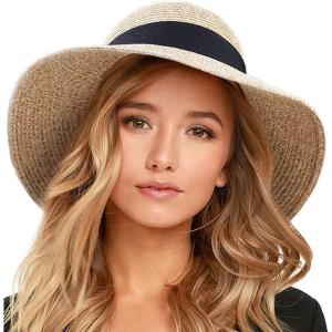 imageFURTALK Womens Beach Sun Straw Hat UV UPF 80 Travel Foldable Brim Summer UV HatMixed Beige
