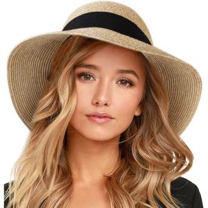 imageFURTALK Womens Beach Sun Straw Hat UV UPF 80 Travel Foldable Brim Summer UV HatMixed Beige Khaki