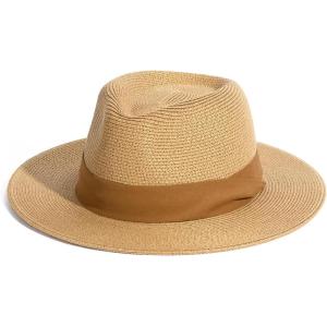 imageFURTALK Womens Mens Wide Brim Straw Panama Hat Fedora Summer Beach Sun Hats UPF Straw Hat for WomenBrown