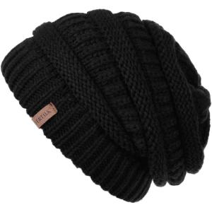imageFURTALK Womens Winter Knit Slouchy Beanie Hat Warm Knitted Skull Ski Cap Hats for WomenBlack
