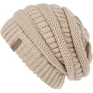 imageFURTALK Womens Winter Knit Slouchy Beanie Hat Warm Knitted Skull Ski Cap Hats for WomenLight Khaki