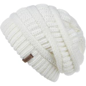 imageFURTALK Womens Winter Knit Slouchy Beanie Hat Warm Knitted Skull Ski Cap Hats for WomenWhite