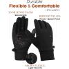 imageFURTALK Lightweight Gloves for Men Women with Spliced Design Cool Weather AntiSlip Running Cycling Driving Warm Fleece LinedBlack