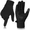 imageFURTALK Lightweight Gloves for Men Women with Spliced Design Cool Weather AntiSlip Running Cycling Driving Warm Fleece LinedBlack