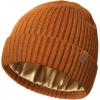 imageFURTALK Satin Lined Knit Beanie for Men Women Winter Hats Silk Lining Slouchy Warm Cuffed CapCamel