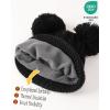 imageFURTALK Girls Winter Beanie Hat with Double Knitted Pom Pom Warm Fleece Lined Knit Soft Skull Cap for Toddler KidsBlack